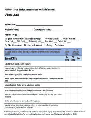 Dysphagia Competency Verification Tool  Form