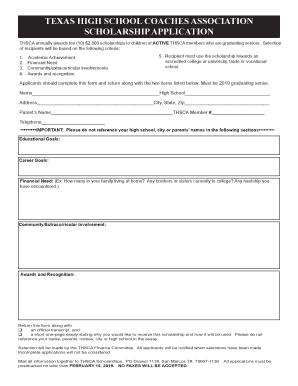 Get and Sign Printable Scholarship Forms 2019-2022