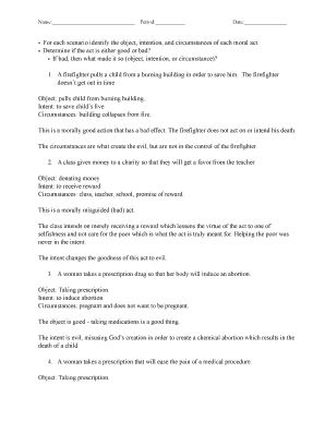 Object Intention Circumstances Worksheet  Form