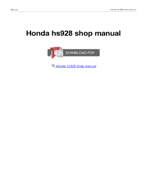 Honda Hs928 Shop Manual PDF  Form