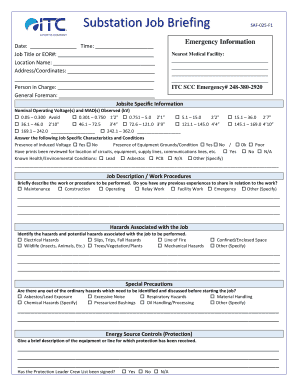 Substation Job Briefing Form