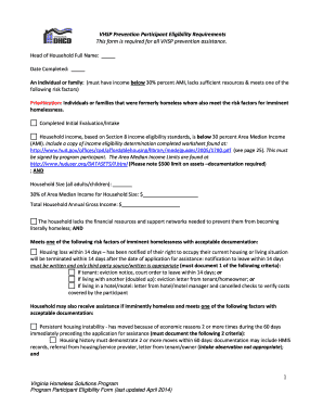  Prevention Program Participant Eligibility 2014