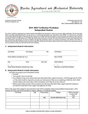  Correct Information the Office of Financial Aid Will Compare Your FAFSA with the Information on This Worksheet and with Any Othe 2019