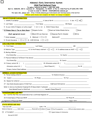 Alabama Early Intervention Referral Form