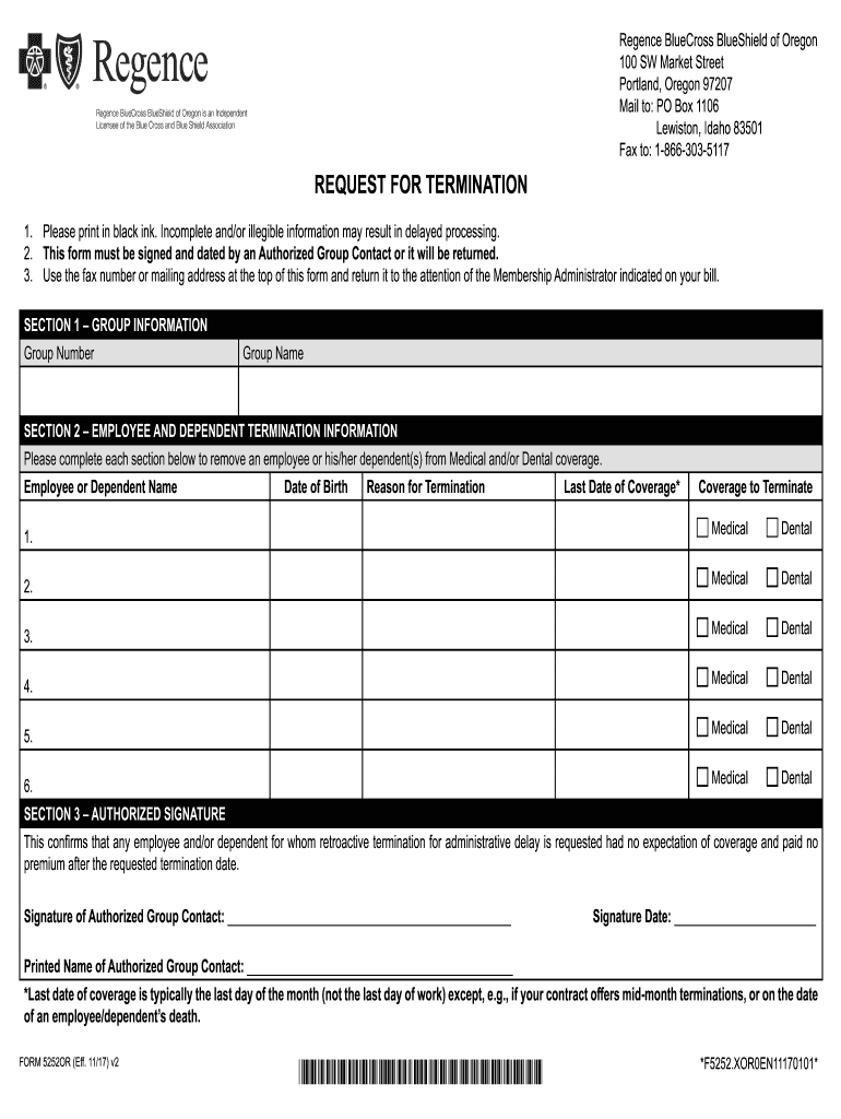  Oregon Request for Termination Oregon Request for Termination 2017-2024