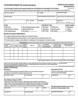  TUITION WAIVER REQUEST Fall and Spring Semesters 2016