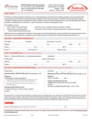 ENTYVIO Patient Assistance Program Patient Assistance Program  Form