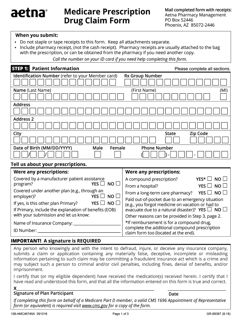 Aetna Medicare Prescription Drug Claim Form