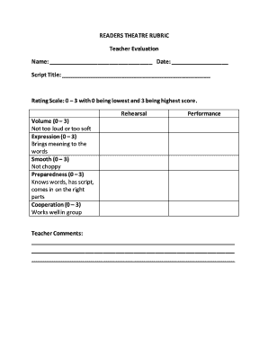 Readers Theater Rubric PDF  Form