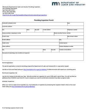 Plumbing Inspection Permit  Form