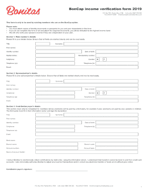 Bonitas Income Verification Form