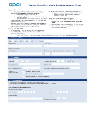 Contactless Payment Reimbursement  Form
