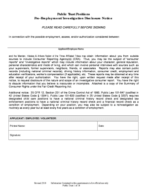 Public Trust Positions  Form