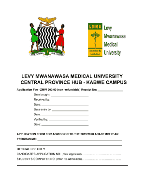 Levy Mwanawasa Medical University Application Form PDF Download