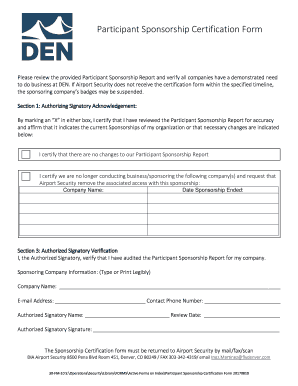 Participant Sponsorship Certification Form