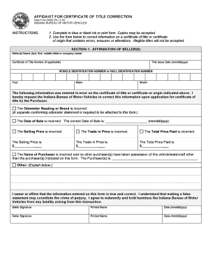  Affidavit for Certificate of Title Correction 2019-2024