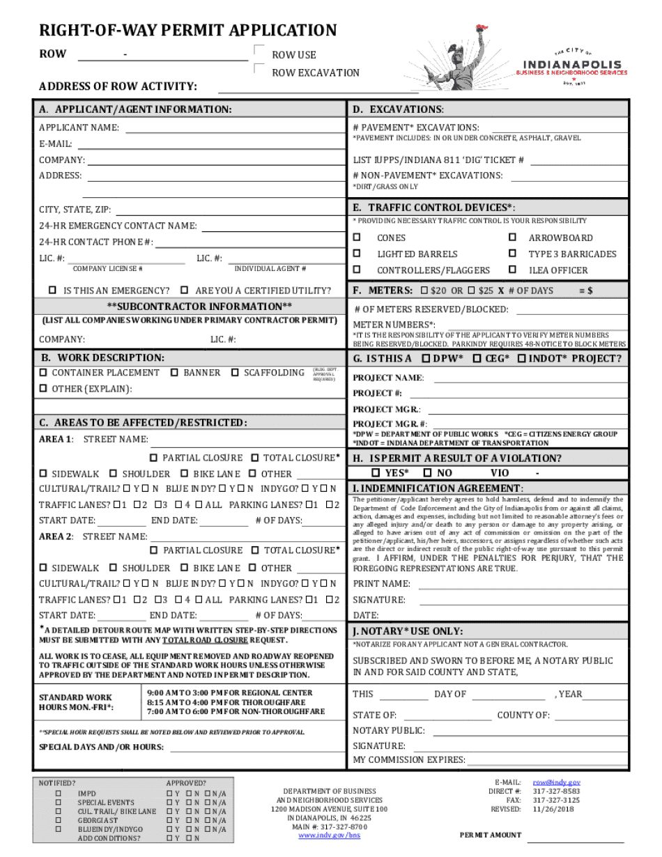 Right of Way Permit Application AWS  Form