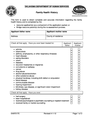 Form 04AF017E DCFS 42 Family Health History