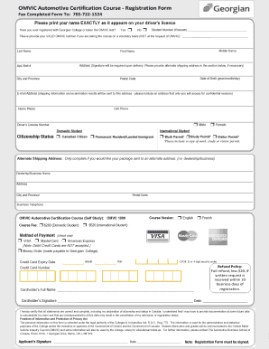 Georgian College Omvic Certification  Form