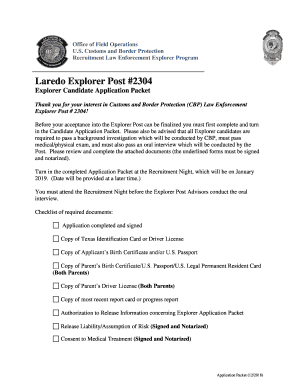 CBP EXPLORER POST #1801  Form