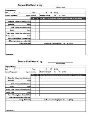 Snow Removal Log Sheet  Form