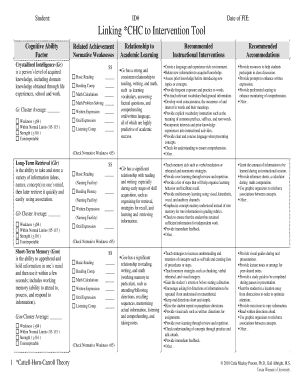 Linking Chc to Intervention  Form