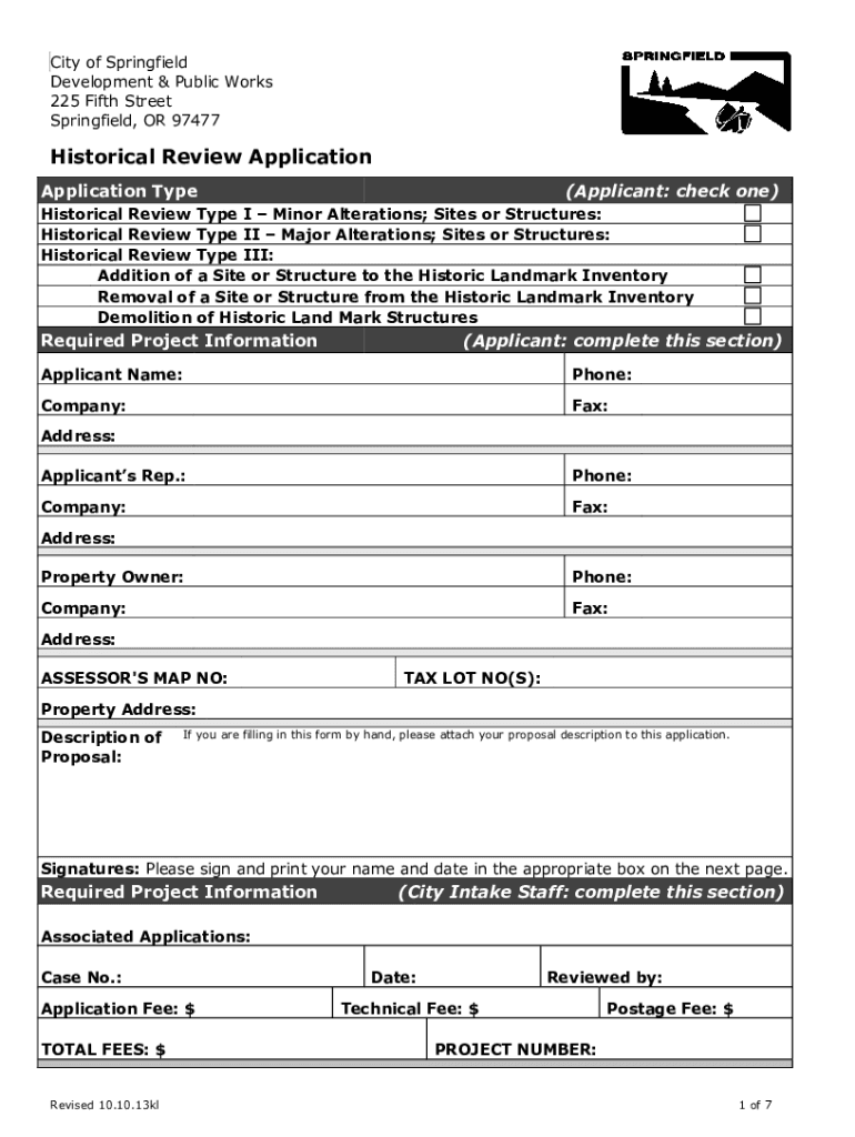 City of Springfield Development &amp; Public Works 225  Form