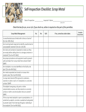 Self Inspection Checklist Scrap Metal  Form