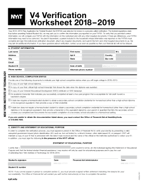  V4 Verification Worksheet 20182019 2017