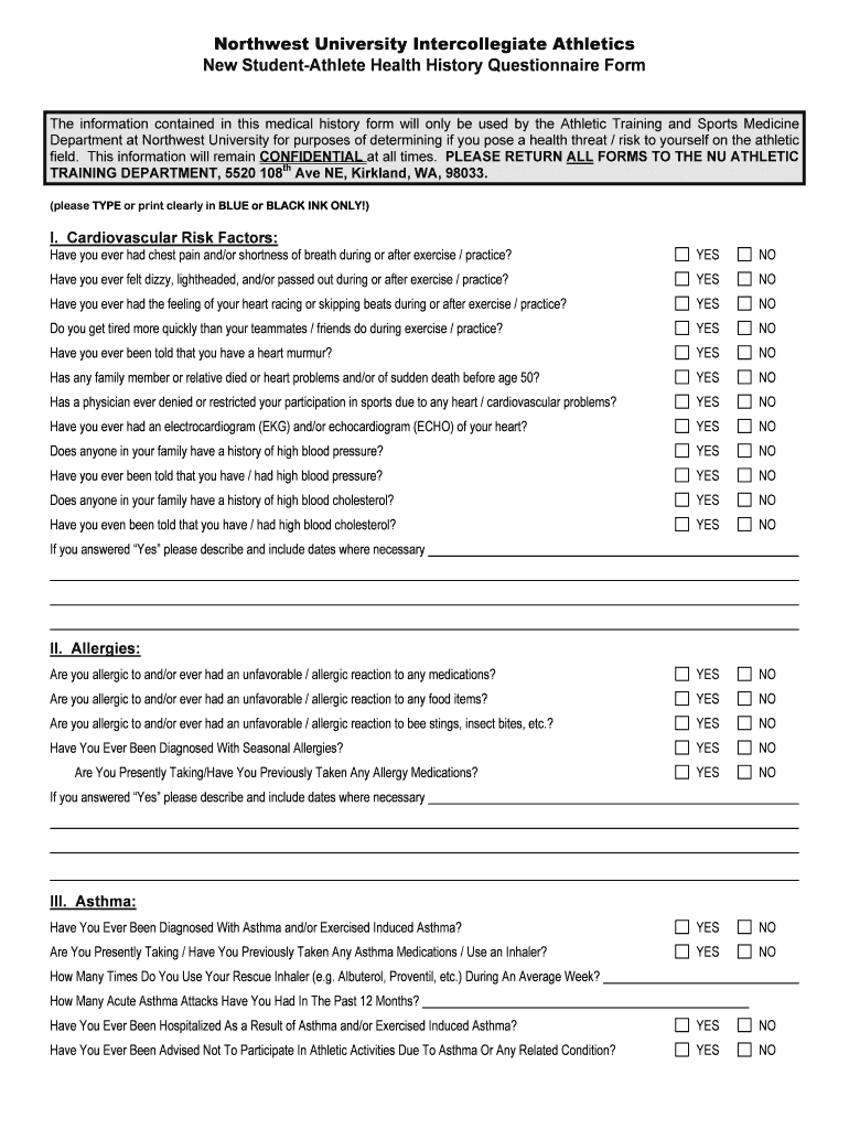NUHealth History New18 PDF  Form