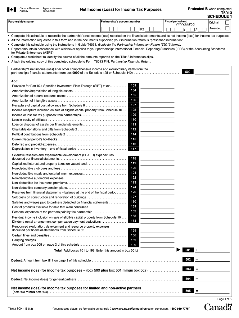  Canada T5013 SCH 1 E 2013