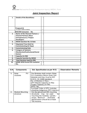 Joint Inspection Report Format