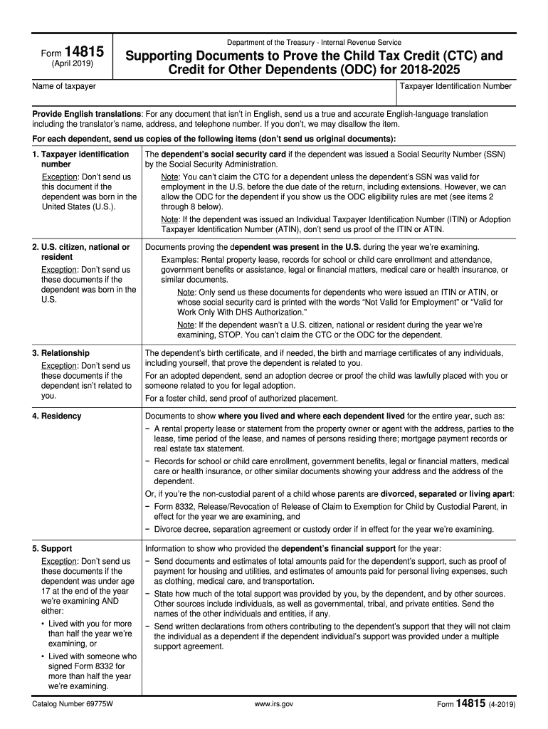 Supporting Documents to Prove the Child Tax Credit CTC and  Form