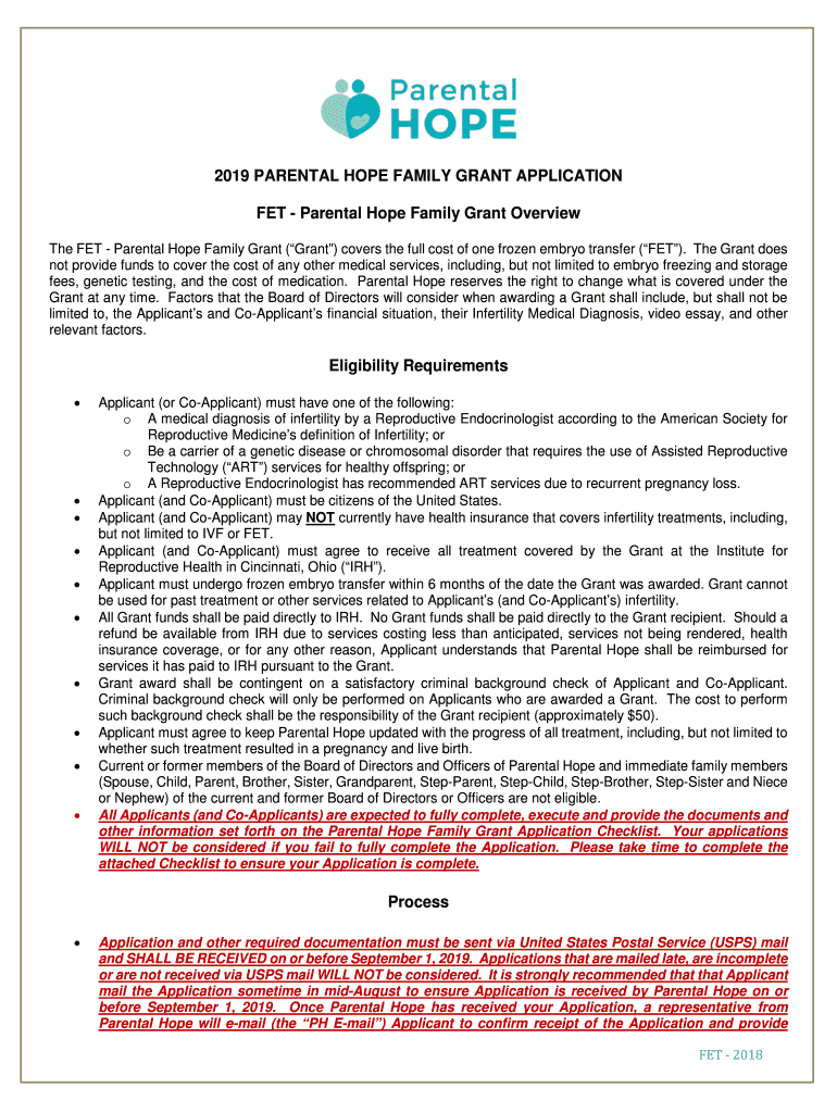 Parental Hope Family Grant  Form