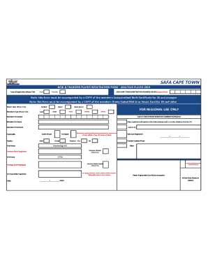 Safa Cape Town Player Registration  Form