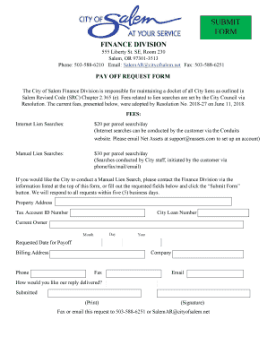 Loan or Lien Payoff Request Form