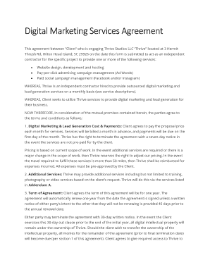 Digital Marketing Services Agreement  Form