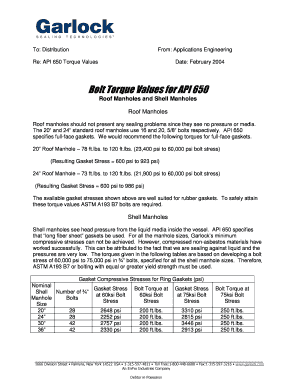 API 650 Manway Torque  Form