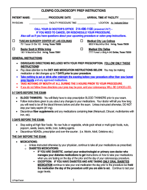 Colonoscopy Prep Instructions PDF  Form