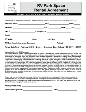 Rv Lot Rental Agreement PDF  Form