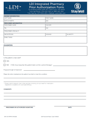 LDI Integrated Pharmacy Prior Authorization Form StayWell Guam Inc