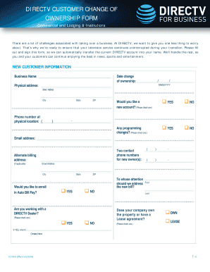  Direct Tv Change of Ownership Form 2018-2024