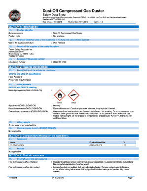  Sds for Falcon Dust off Compressed Gas 2015-2024