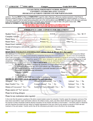 Get and Sign Ccisd Sports Physical Form 2019-2022