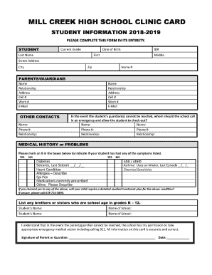  Mill Creek High School Clinic Form 2018-2024