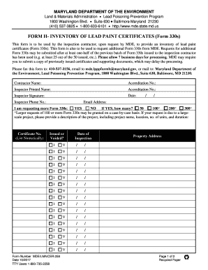 Land & Materials Administration Lead Poisoning Prevention Program  Form