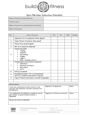 Gym Induction PDF  Form