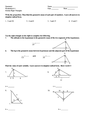 Geometric Mean Worksheet Answers  Form