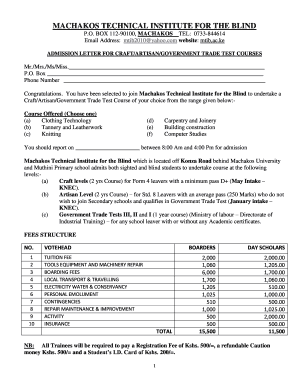 Machakos School for the Blind  Form