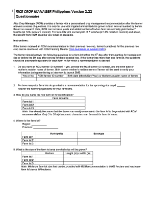 Rice Crop Manager Philippines Version 2 1 Questionnaire  Form